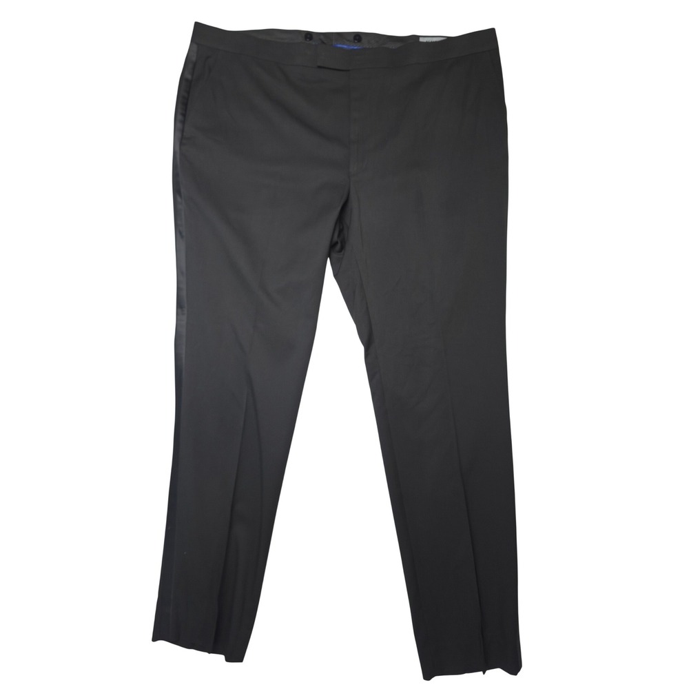 Kenneth Cole Reaction Tuxedo Pants Mens 45x32 Black Satin Stripe Business Casual